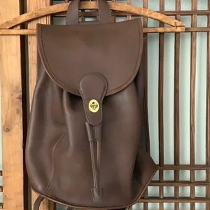New vintage Coach Backpack, Brown Leather Turnlock Drawstring 9960